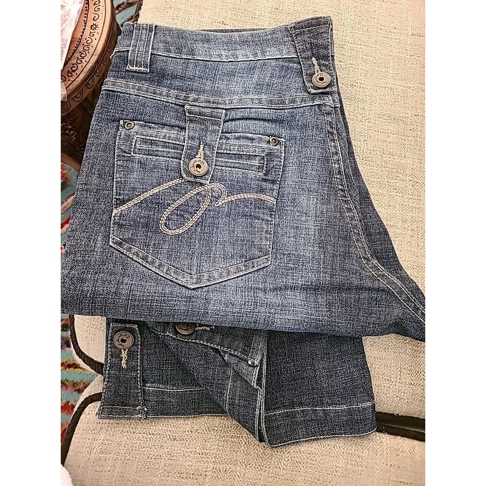 PZI Women's Blue Denim Cotton Mid Rise Straight Jeans Casual Pants Size 29